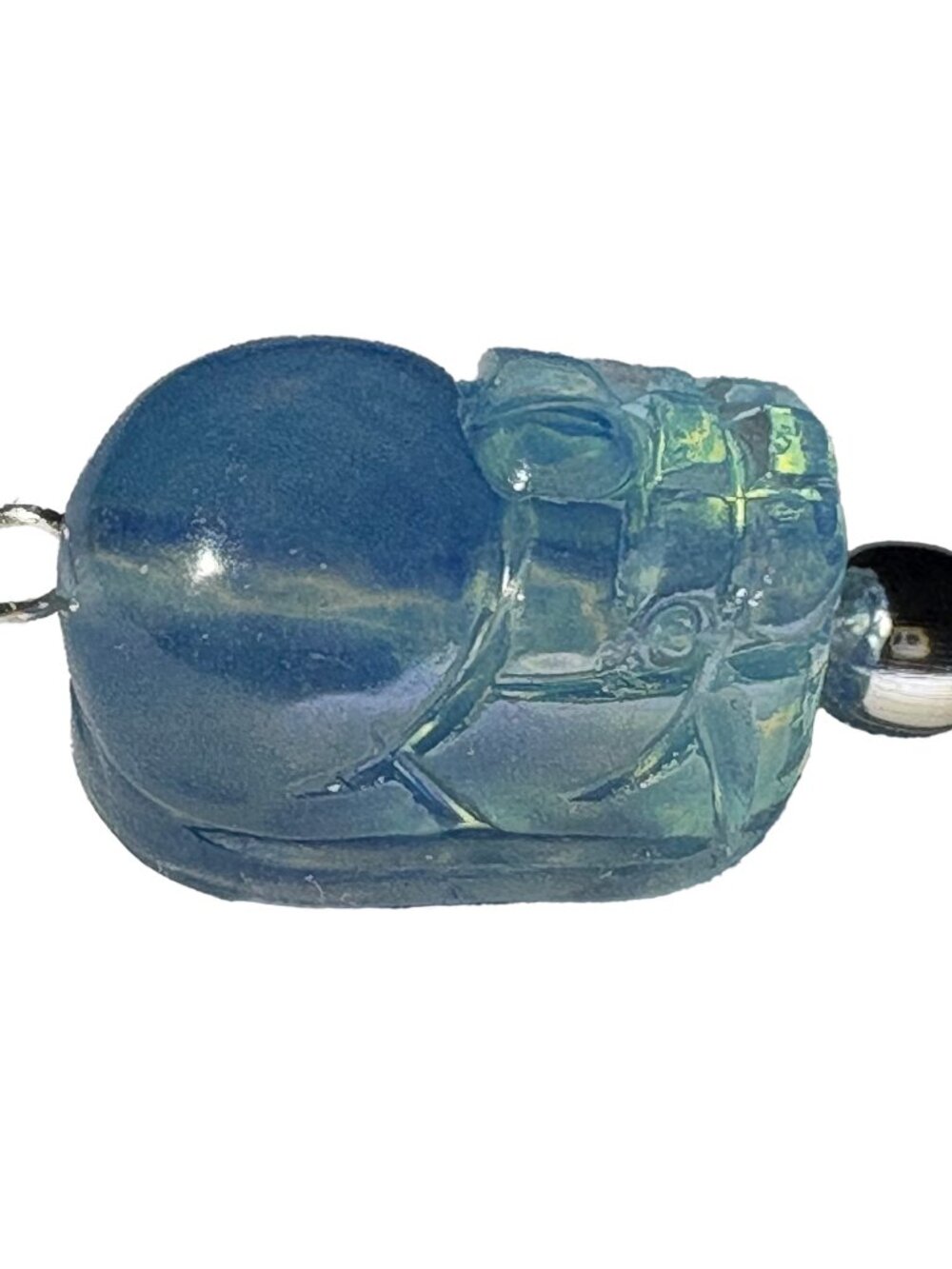 10x15mm Natural Aquamarine Pi Xiu Pendant Necklace 18" Chain March Birthstone